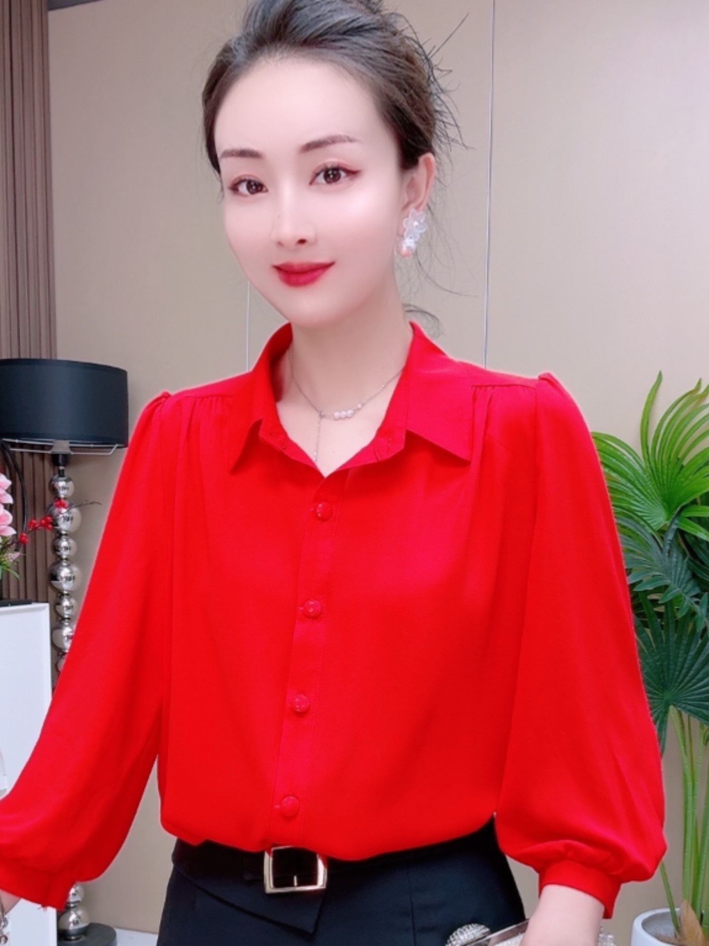 봄과 여름 25099 얇은 메릴린치 리넨베이스 셔츠 여자 캐주얼 올매치 긴소매 티셔츠 한국 루즈 게으른 탑