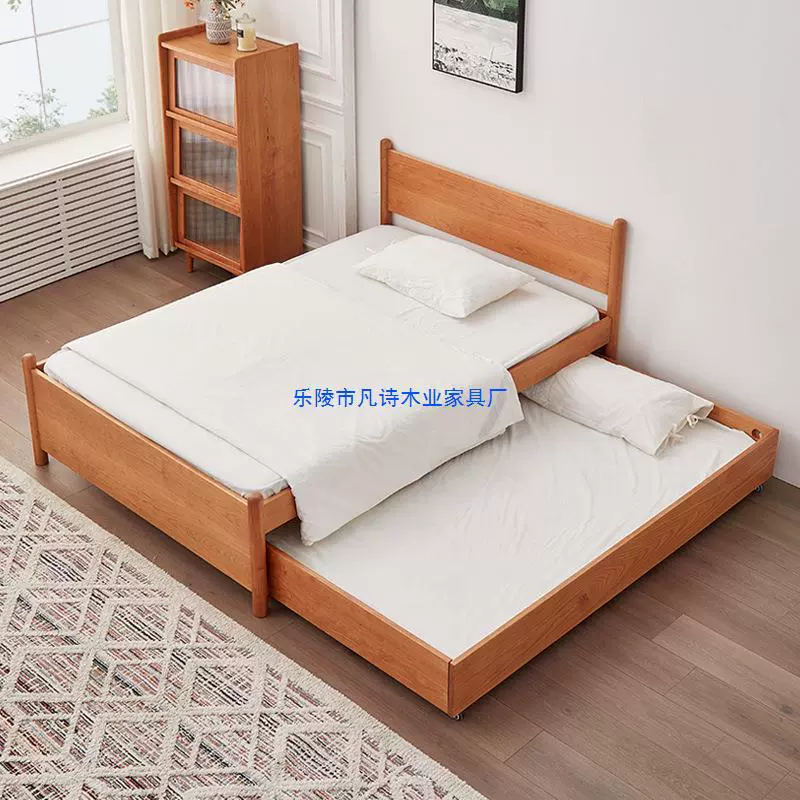 Детская кровать Nordic, откидная кровать, двухъярусная кровать из вишневого дерева, детская вытяжка из цельного дерева, многофункциональная высокая и низкая кровать для матери