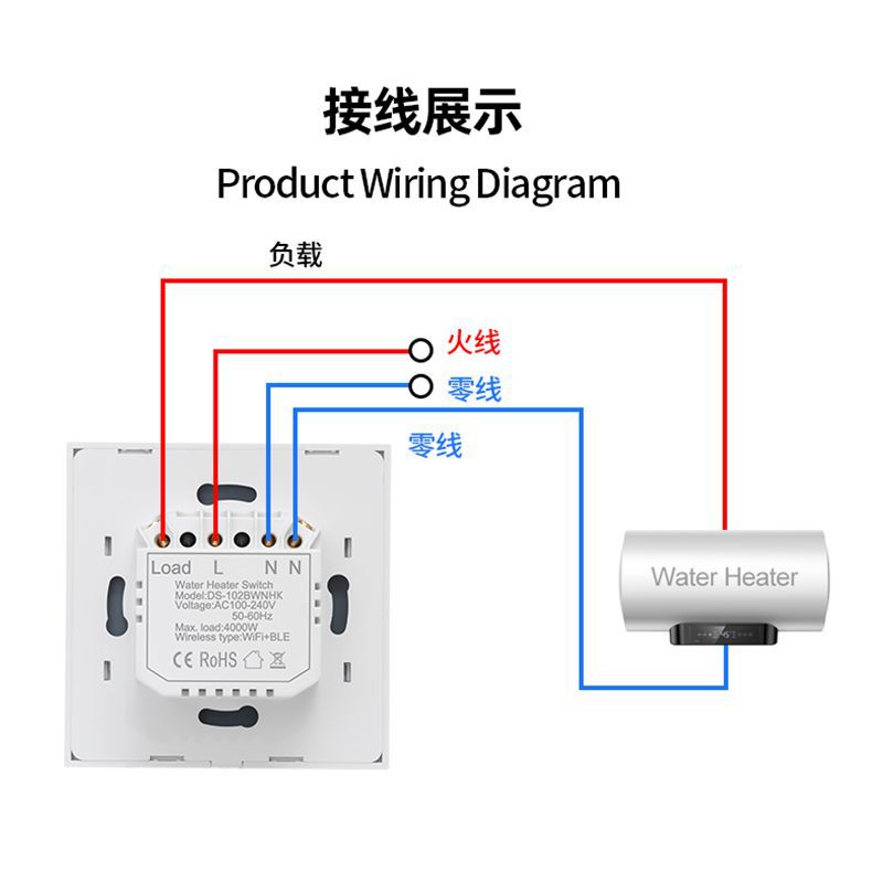 Eurostandard 86-type smart shower faucet switch with voice timer, HomeKit direct connection, Wi-Fi switch