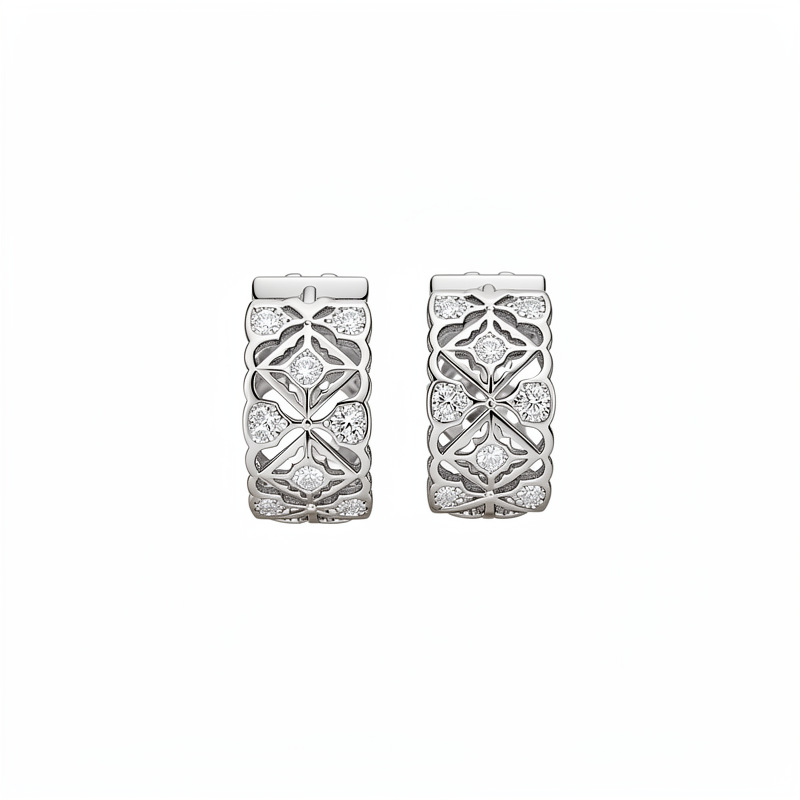 Zircon geométrico redondo diamante hueco auriculares aire frío temperamento de moda pendientes de lujo ligero alta sensación de auriculares