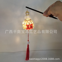 厂家元宵花灯端午中秋古城花灯提手小灯笼儿童发光小灯笼DIY竹笼