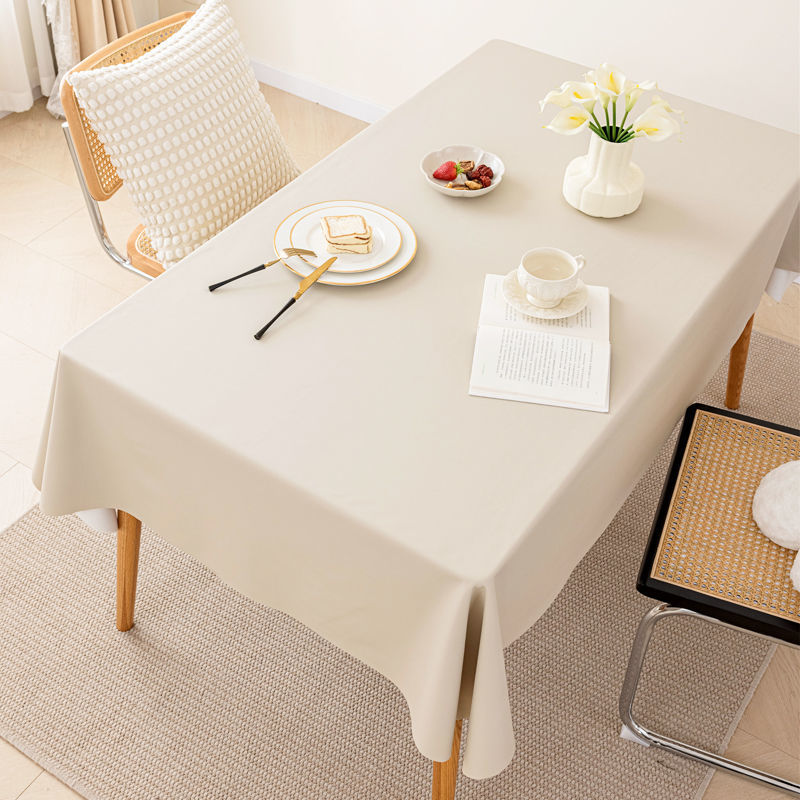 Lambskin Tablecloth Cream Style Solid Color Wash-Free Oil-Proof Waterproof Atmosphere Tea Table Tablecloth Hot-Proof Rectangular Table Cloth