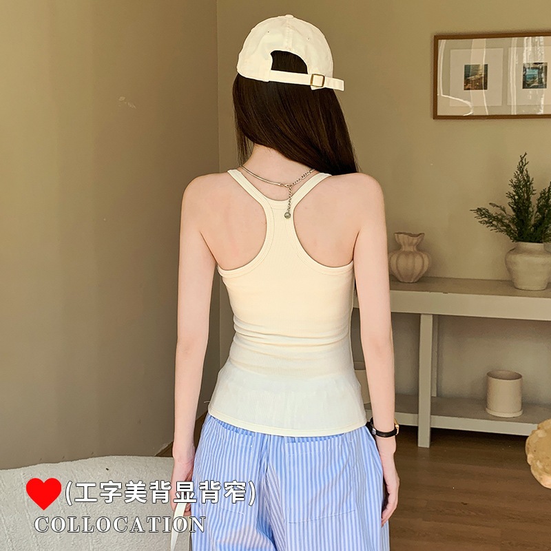 美式辣妹打底背心女夏季修身外穿新款无袖工字型内搭吊带上衣新款
