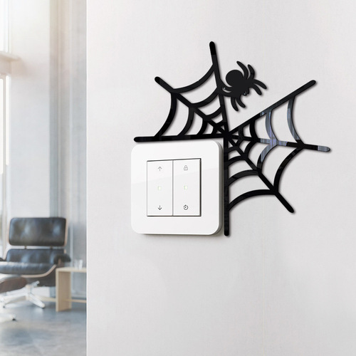 JM1103 cross-border Halloween new 3D three-dimensional spider web acrylic mirror sticker home switch decorative wall sticker