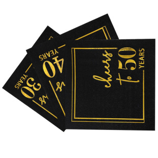 Cross-border Classic Birthday Black Bronzing Digital Napkin Holiday Atmosphere Decorative Original Wood Pulp Small Tissue