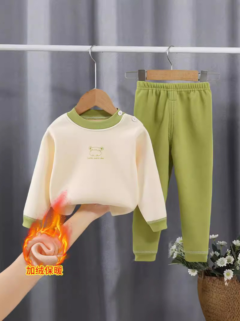 Ropa interior caliente para niños de terciopelo de invierno y otoño más terciopelo engrosado conjunto de niños niñas chaqueta de otoño pantalones de otoño pijamas ropa infantil