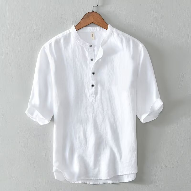 Loose Men's Short-sleeved Shirt Teenager Solid Color Shirt Fashionable All-match Casual Loose Top Summer Clothes