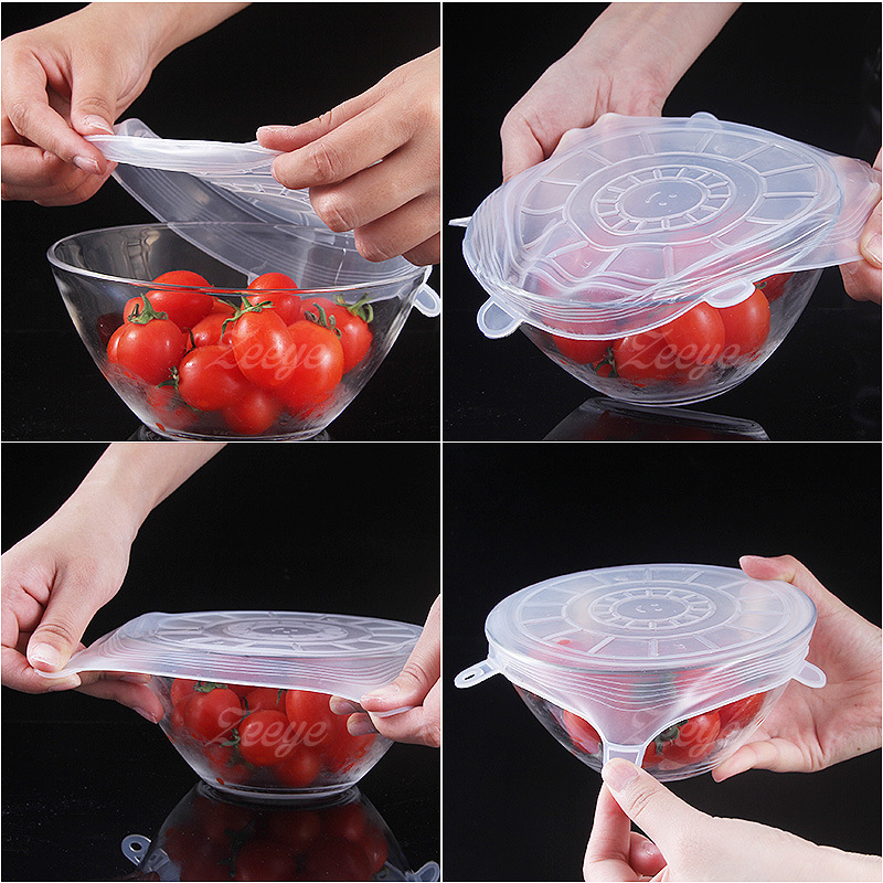 Venta caliente transfronteriza utensilios de cocina cubierta de conservación fresca juego de seis piezas cubierta sellada de silicona cubierta antidesbordamiento envoltura de plástico redonda fábrica al por mayor