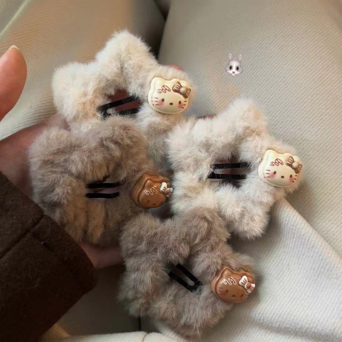 可爱简约kt咖色系毛绒五角星星发夹女侧边夹碎发头饰刘海夹摆摊批