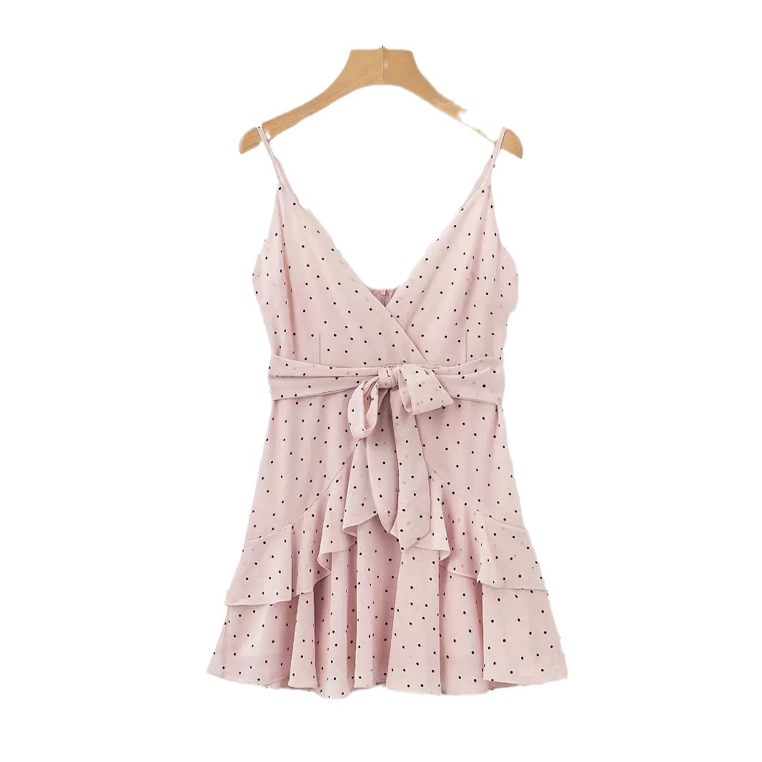 European And American Sweet, Fashionable, Simple, Casual, Elegant, New Polka Dot Strap Sexy Women's Dress, Light Luxury_ecoleips.com