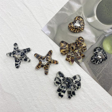 韩版豹纹冰透配件气质镶钻爱心蝴蝶结贴片甜酷发饰鞋花DIY材料