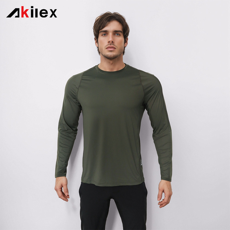 Akilex Running Long Sleeve Fitness T-Shirt Fishing Clothes Casual Breathable Quick-drying Top Windproof Shade UV
