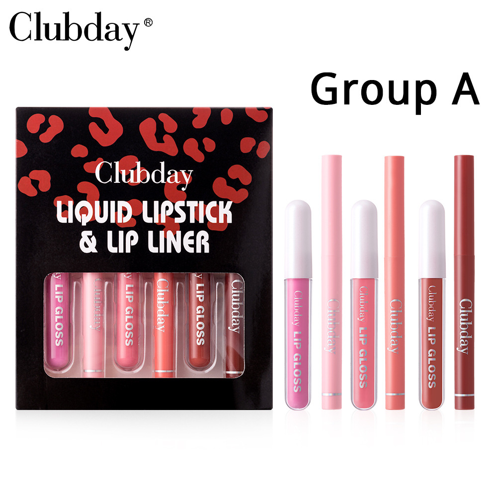 Clubday Lip Makeup 1+1 Set: Velvet Lip Gloss, Outlining Lip Pen, matte finish, long-lasting waterproof undefined