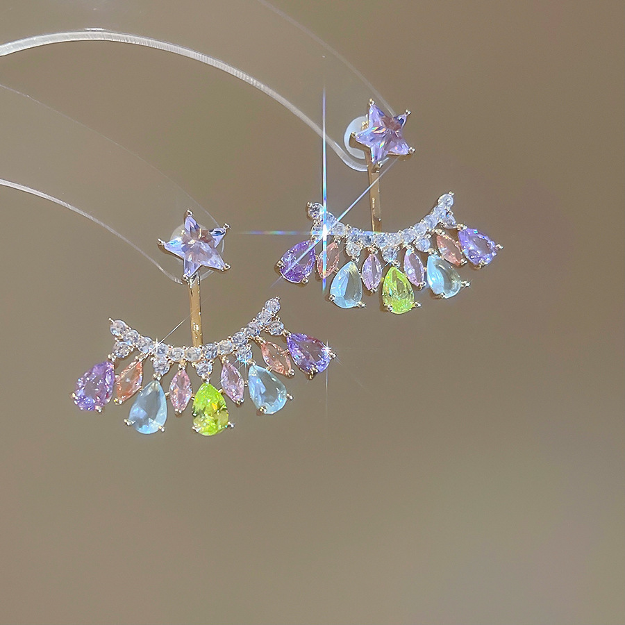 Pendientes de flores de color dopamina Pendientes dulces y frescos de primavera y verano Pendientes pequeños y elegantes de alta gama para mujer