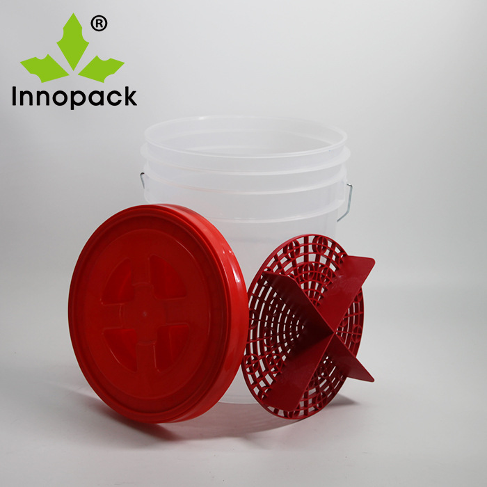 5加仑19升彩色可印刷透明塑料洗车桶带螺旋盖与过滤网和提手