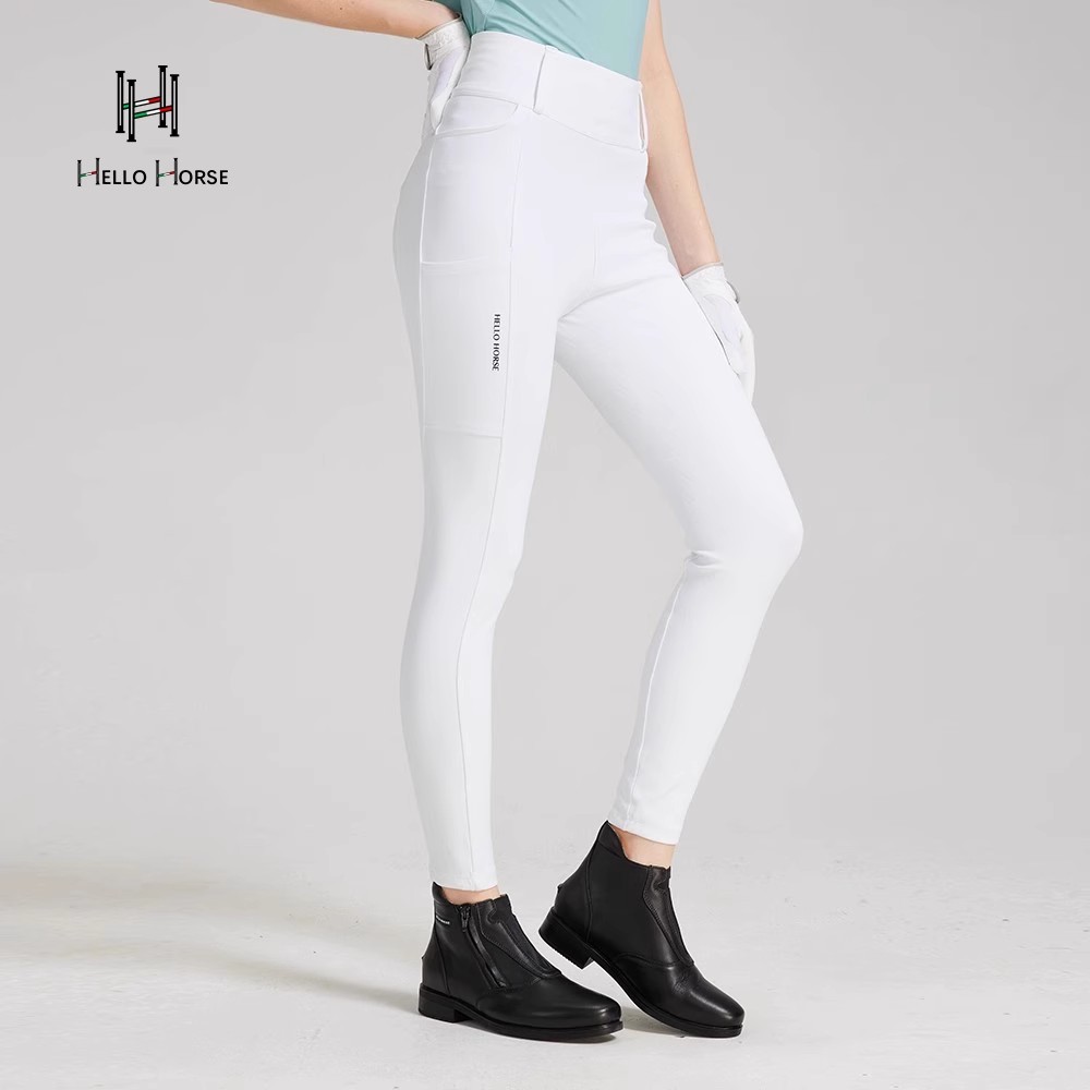 Hello Horse马术骑士硅胶简约高弹骑士裤子女士骑马训练马裤装备