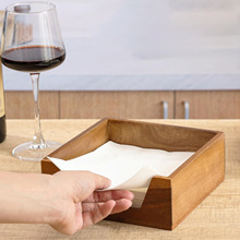 现代简约方形实木纸巾架卫生间厨房桌面纸巾收纳盒纸巾托盘家居
