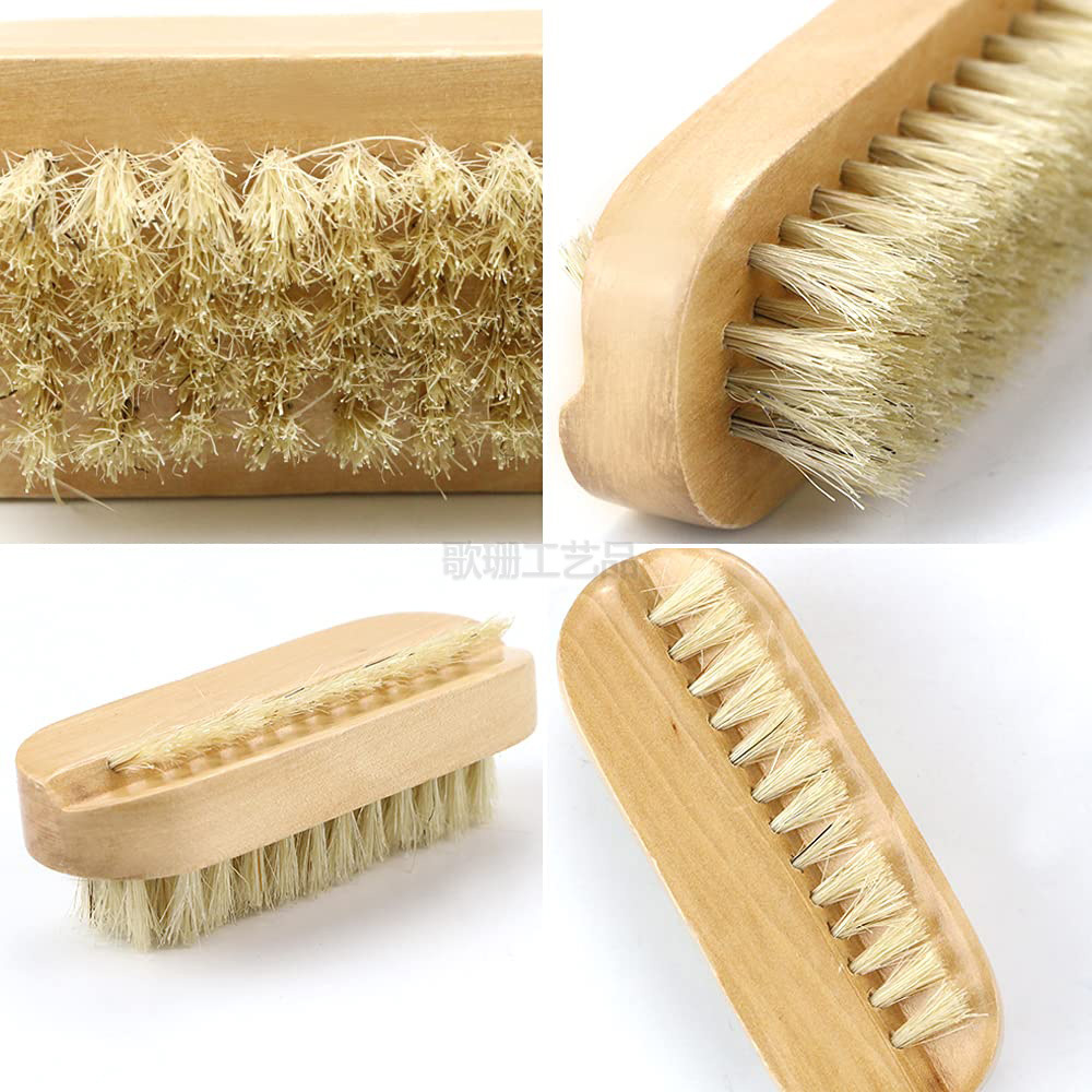 Cepillo de cerdas de cerdo de doble cara, cepillo angular para uñas, cepillo pequeño de madera, cepillo de baño, cepillo de manicura, jabón, cerdas de cerdo naturales
