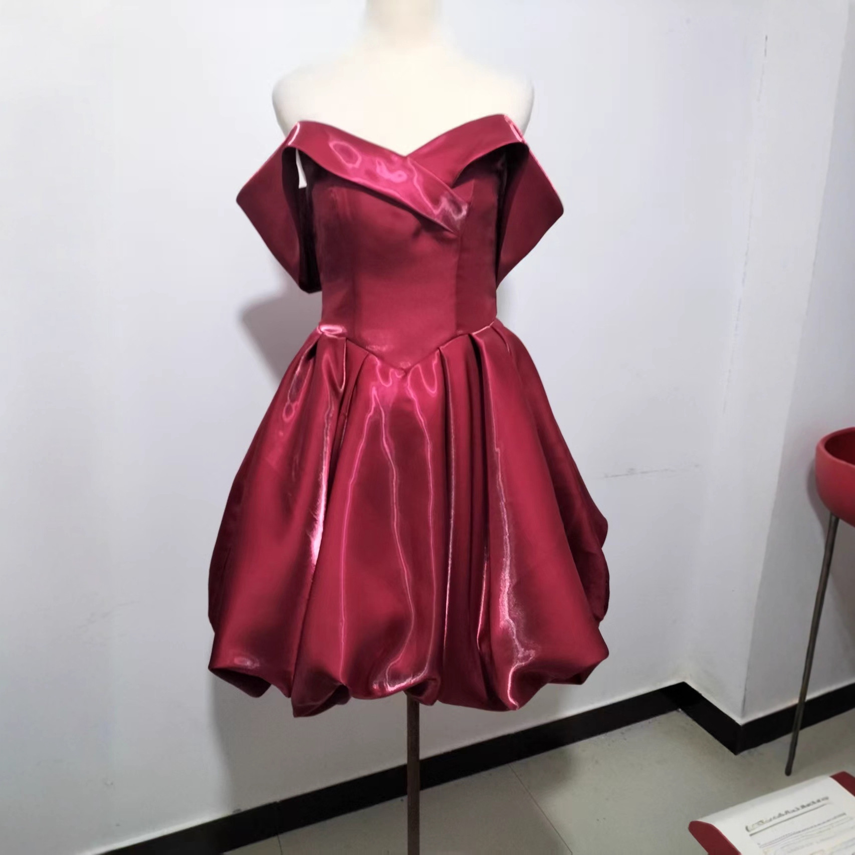 演出服新款一字肩晚礼服蓬蓬裙短款灯笼裙声乐艺考拍照登记敬酒服