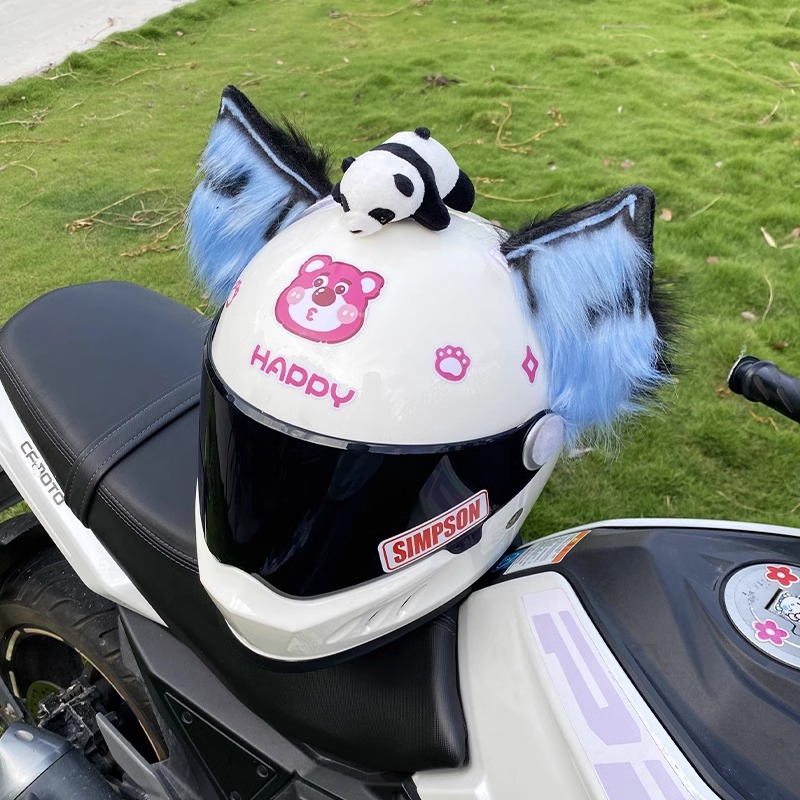 Blue Black Heavy Industry Handmade Beast Ear Fox Ear Motorcycle Helmet