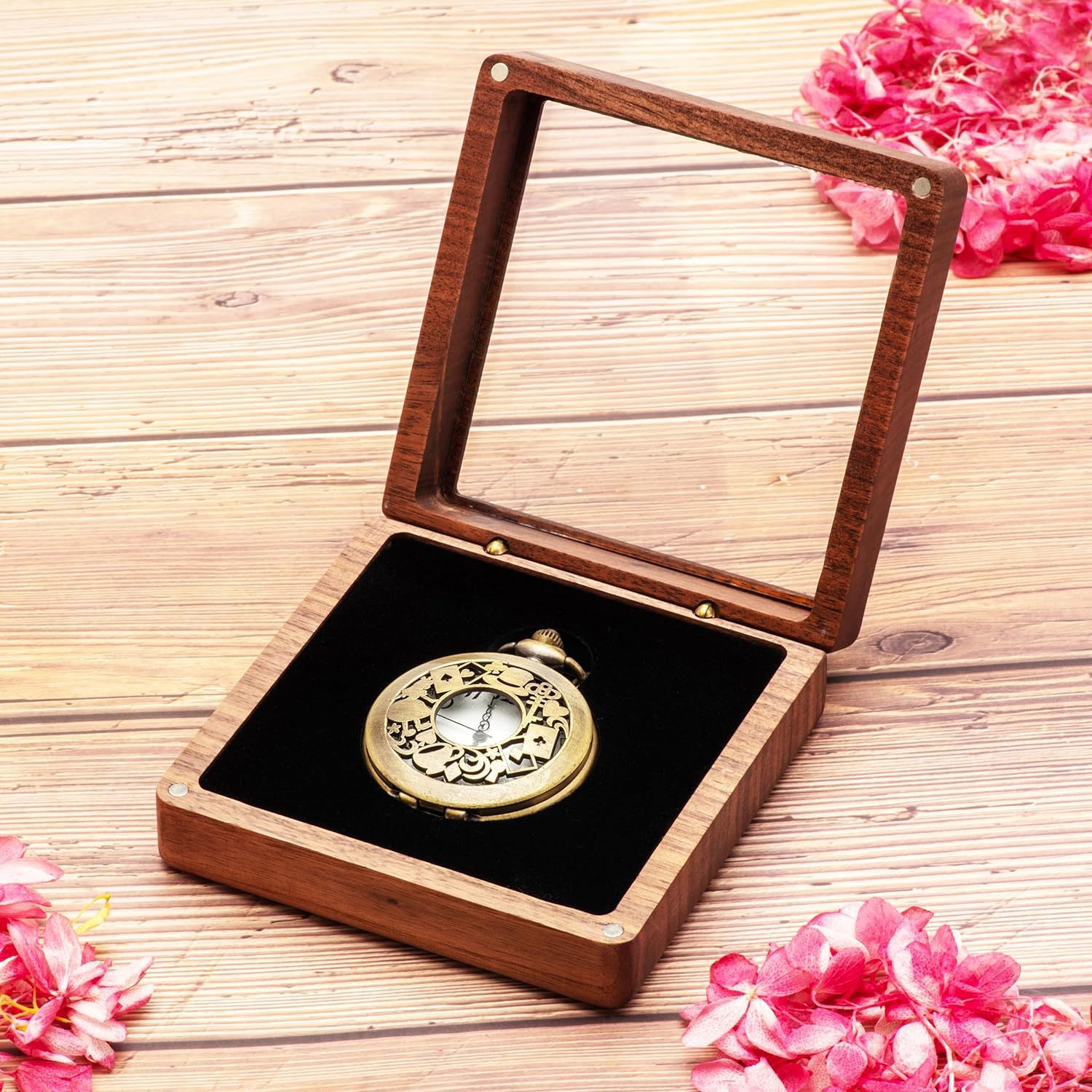 Walnut Jewelry Box Solid Wood Packaging Jewelry Storage Box Acrylic Cover Portable Watch Jewelry Display Box