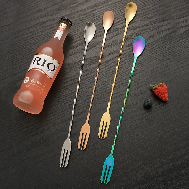 Барная ложка из нержавеющей стали чай с молоком коктейль бармен ложка льда KTV двойная головка ложка для смешивания медового кофе оптом