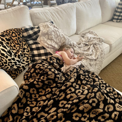 Flannel half-velvet knitted leopard print blanket plus velvet air-conditioning blanket woven blanket cross-border dream blanket sofa blanket cover blanket