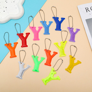 Cross-border Letter Y12 Color Reflective Warning Pendant PVC Riding Backpack Pendant Night Logo Keychain Pendant