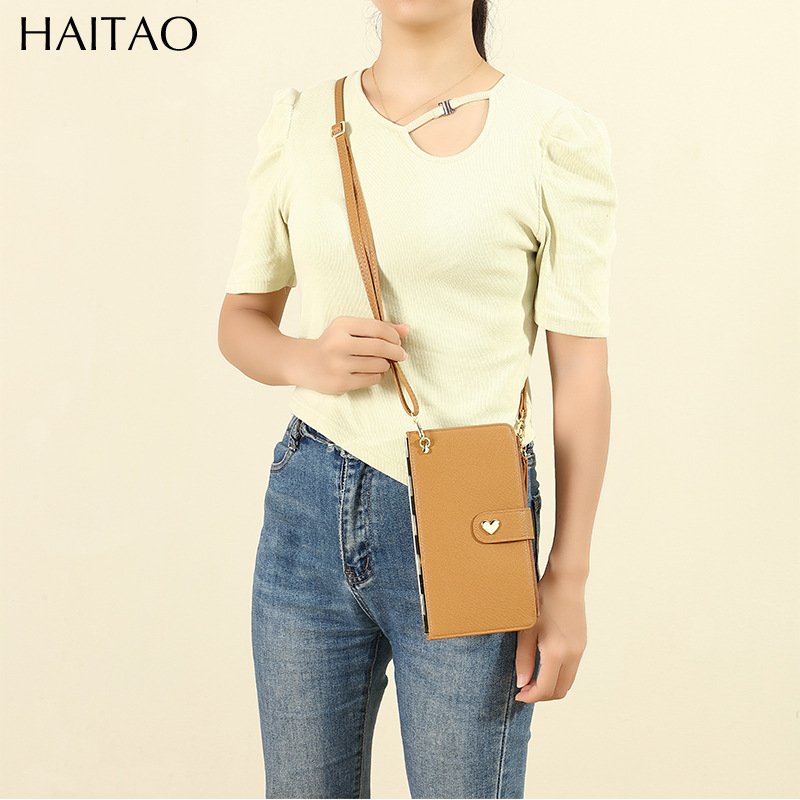 Haitao pantalla táctil bolso del teléfono móvil de las mujeres multi-tarjeta monedero multi-funcional de gran capacidad crossbody cremallera titular de la tarjeta