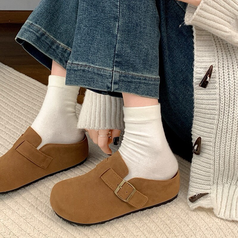 ファッションの軽やかなレトロな厚い底のベーケンの靴の女性2025新型の春と秋の外は高くなって、頭を漕ぐ頭のスリッパを履いています。|undefined