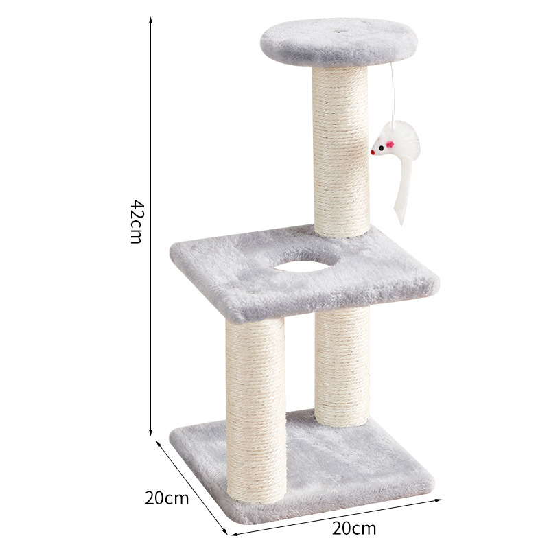 Fábrica de mascotas al por mayor franela pequeño estante para trepar para gatos con raspador de juguetes para gatos Columna de agarre de sisal Marco para trepar para gatos