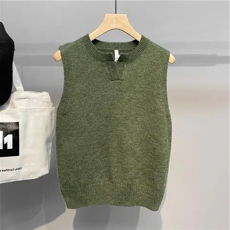 Jinbukang Sweater Vest Men's Spring and Autumn New All-match Loose Sleeveless Sweater Vest Trendy V-neck Casual Canary