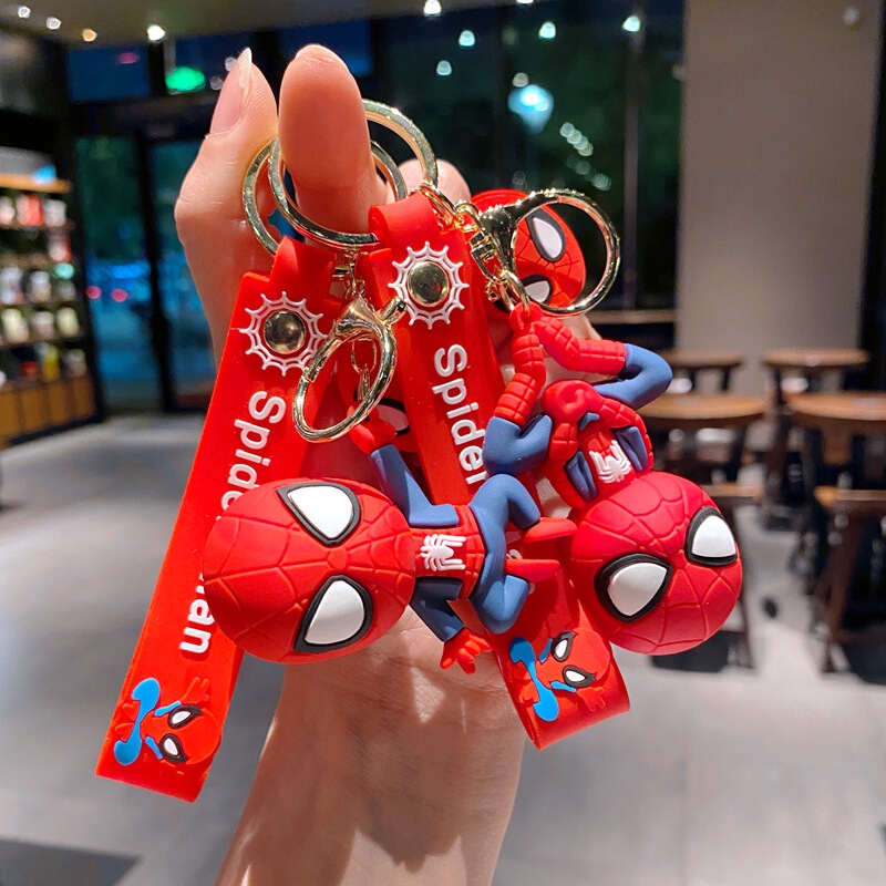 New Inverted Spider-Man Keychain Creative Drop Glue Super Hero Silicone Pendant Car Couple Pendant Wholesale