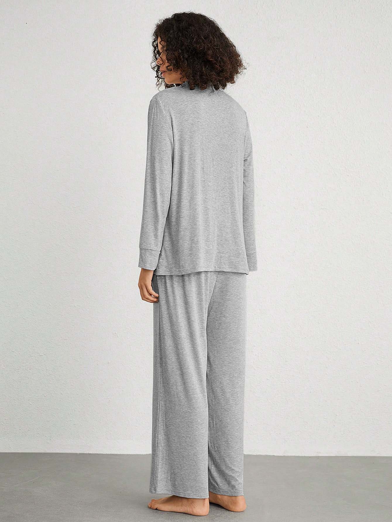 Conjunto de Ropa de Casa para Mujer de 2 Piezas de Viscosa Manga Larga Pantalón Largo para Casa image 4