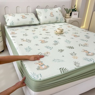 2025 new 600D silk skating silk mat--fitted sheet style 180*200cm three-piece mat set