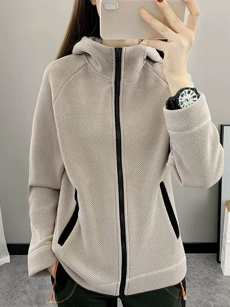 Autumn and winter fleece jacket women's cardigan hooded thickened polar fleece jacket women's fleece-lined warm sports sweater fashion brand