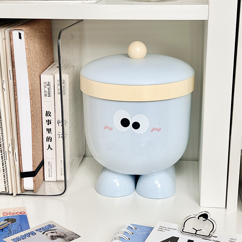 プラスチッククリエイティブ漫画デスクトップゴミ箱蓋収納バケツ家庭用学生寮ゴミ箱ビッグアイ|undefined