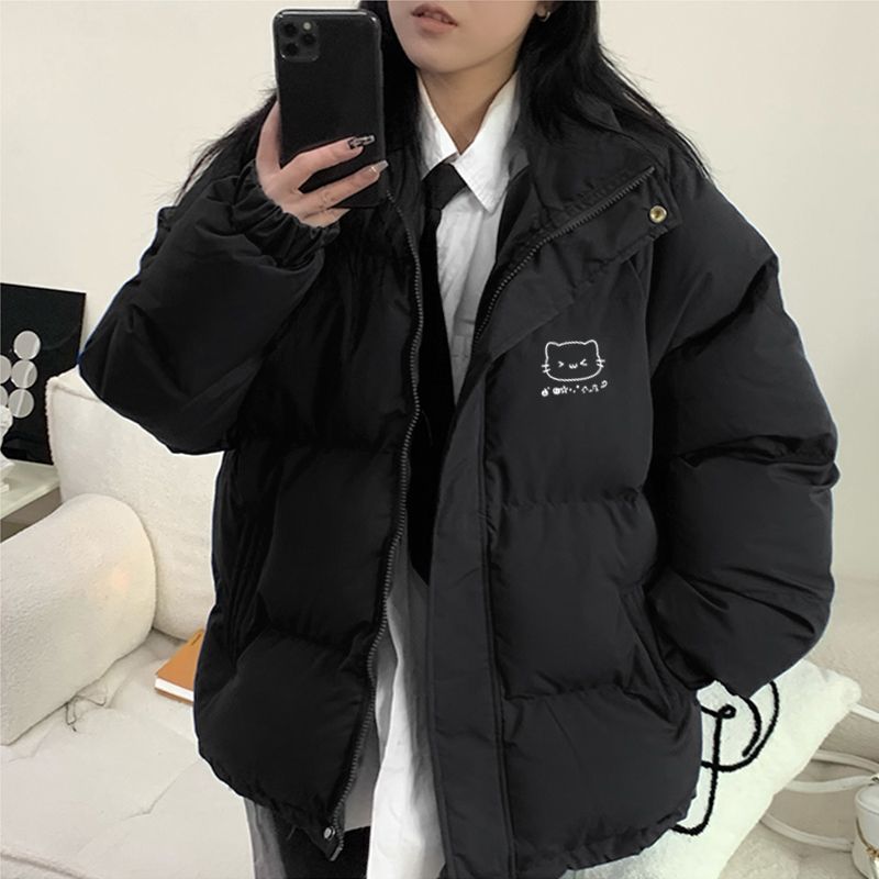 黑色羽绒棉服女冬季新款韩版棉袄立领宽松加厚外套男女棉衣女潮流