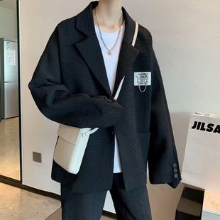 High-end Waffles Casual Suit Men's Fashionable Brand Fried Street Fashionable British Style Loose Spring Men's Suit Jacket