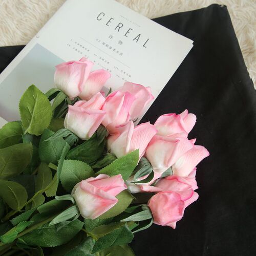 Fake flowers feel glued and wet rose buds manufacturer home decoration artificial flowers wedding bouquet MW59999