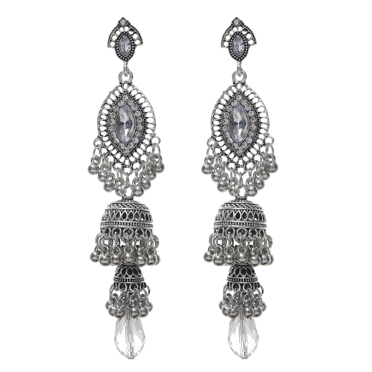 Retro diamantes elípticos ojos pendientes geometría diamantes delgado pernos de bordilla nicho popular popular popularidad en línea orejas de moda