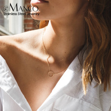 eManco韩国不锈钢时尚简约个性几何吊坠 女镀金项链锁骨链批发
