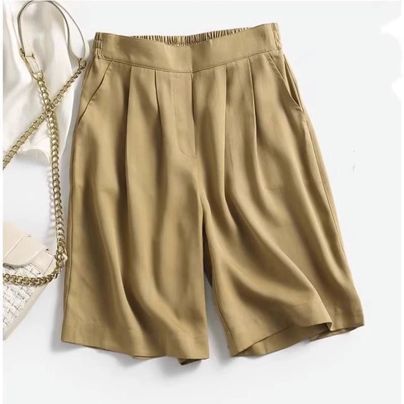 Cross-border Summer Casual Shorts Women's plus size Loose-fit High-waist Slimming Casual Pants with Wide-leg Cropped Pants