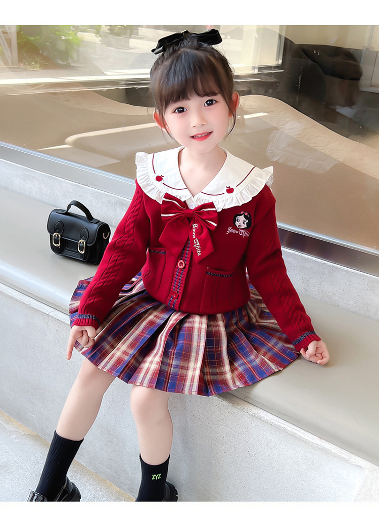 Niña otoño vestido 2022 nuevo niño aire chic suéter overfalda otoño bebé JK uniforme set pic 16