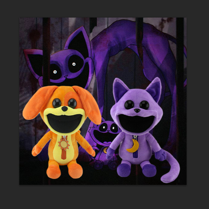 Cross-Border New Product Smiling Critters Horror Smiling Purple Cat Monster Big Mouth Fragrance Plush Toy Doll