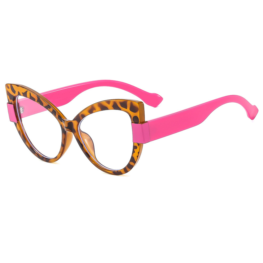 Gafas de montura TR90 transfronterizas, color de contraste de sentido avanzado, ojos de gato coloridos, espejo plano anti-azul, marco de gafas de todo fósforo de moda