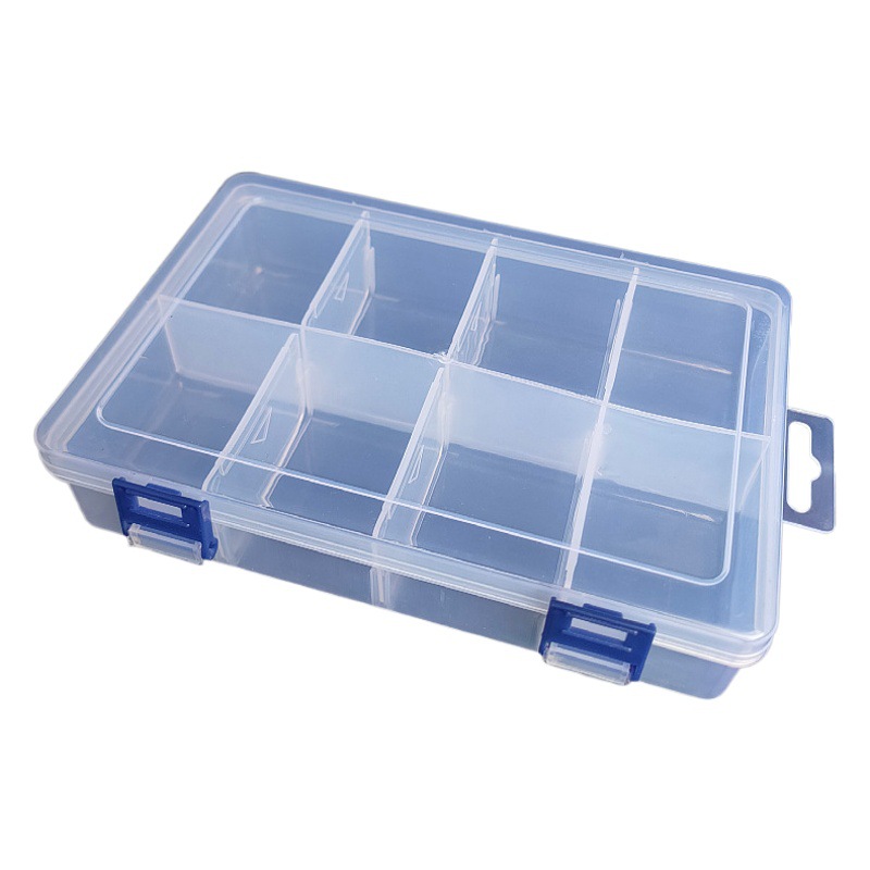 大サイズ8格取り外し可能なダブルボタン透明プラスチック収納ケースppケースジュエリーカード金物工具薬ケース整理ケース