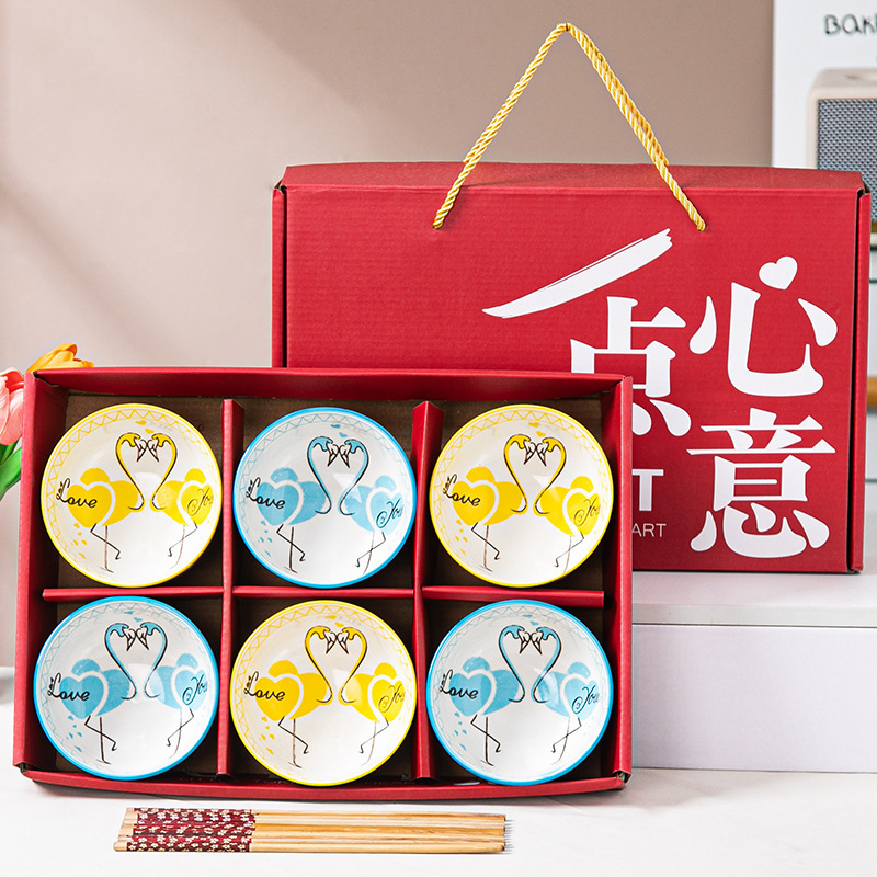 礼品碗套装家用吃饭套碗碗碟山茶花瓷碗陶瓷碗筷套装餐具礼盒装无|undefined