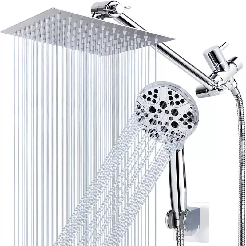 Amazon Cross-Border Stainless Steel Top Spray Extension Rod Copper Diverter Shower Set Hidden American-Style Showerhead with 8 Functions
