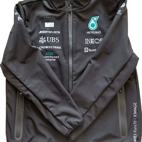 New Factory Team Cycling Jacket, Windproof, Waterproof, Fleece-Lined, Warm Softshell Jacket with Embroidered Logo, Long Sleeves